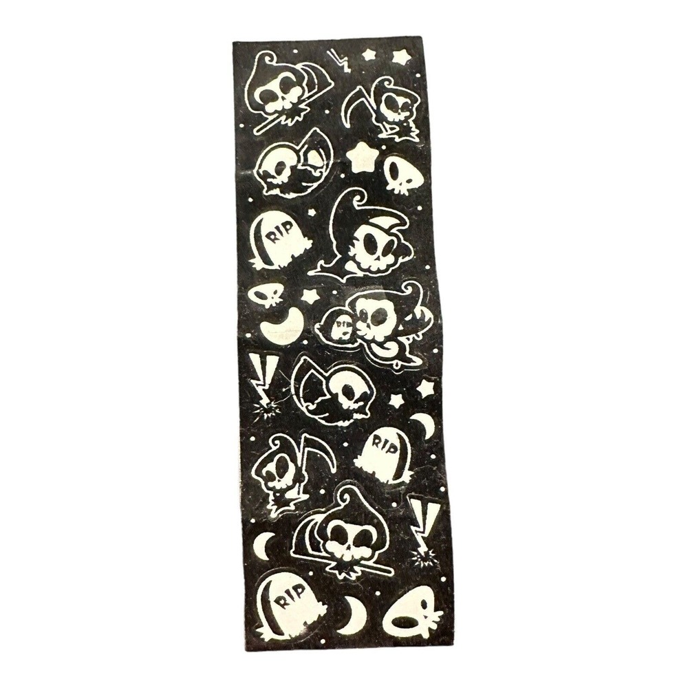 Lisa Frank Halloween Prismatic Fuzzy Grim Reaper Sticker Sheet Roll Lot Y2K VTG - Picture 2 of 10
